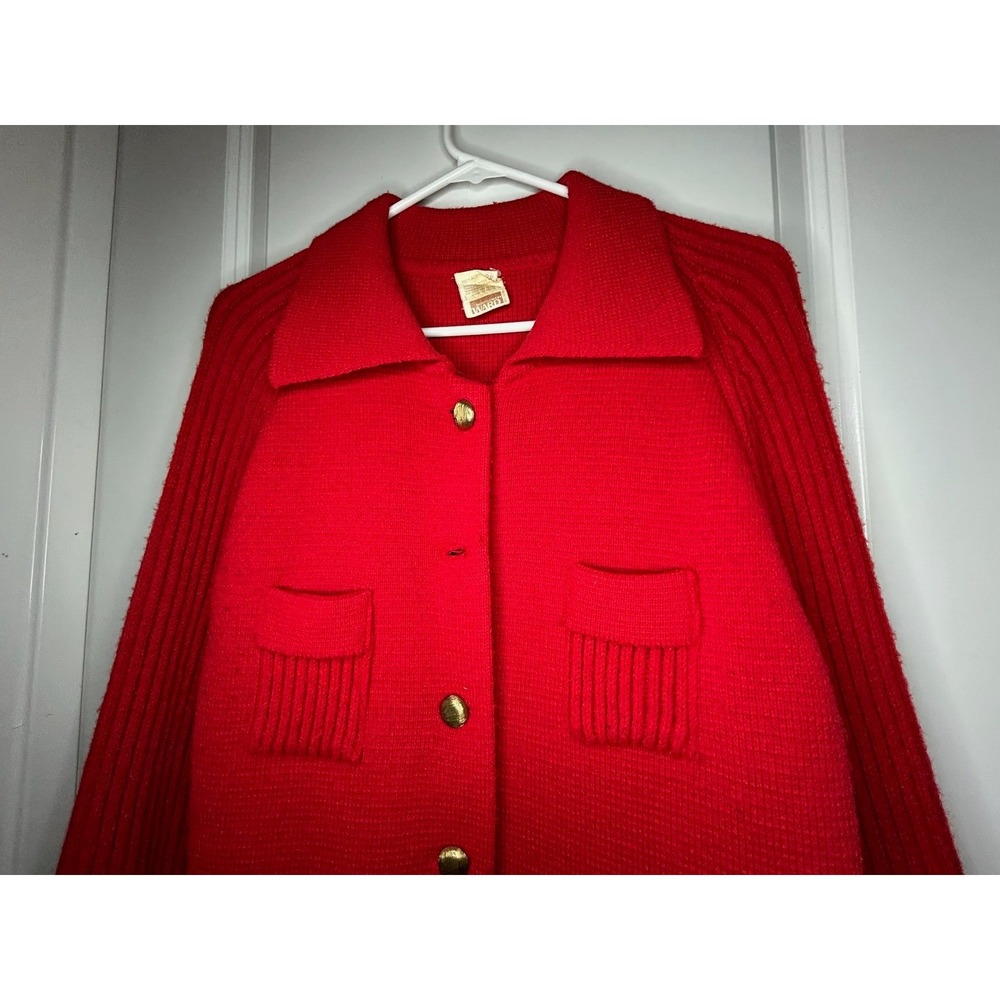 Vintage 70's Montgomery Ward‎ Red Knitted Sweater Sz Womens Medium